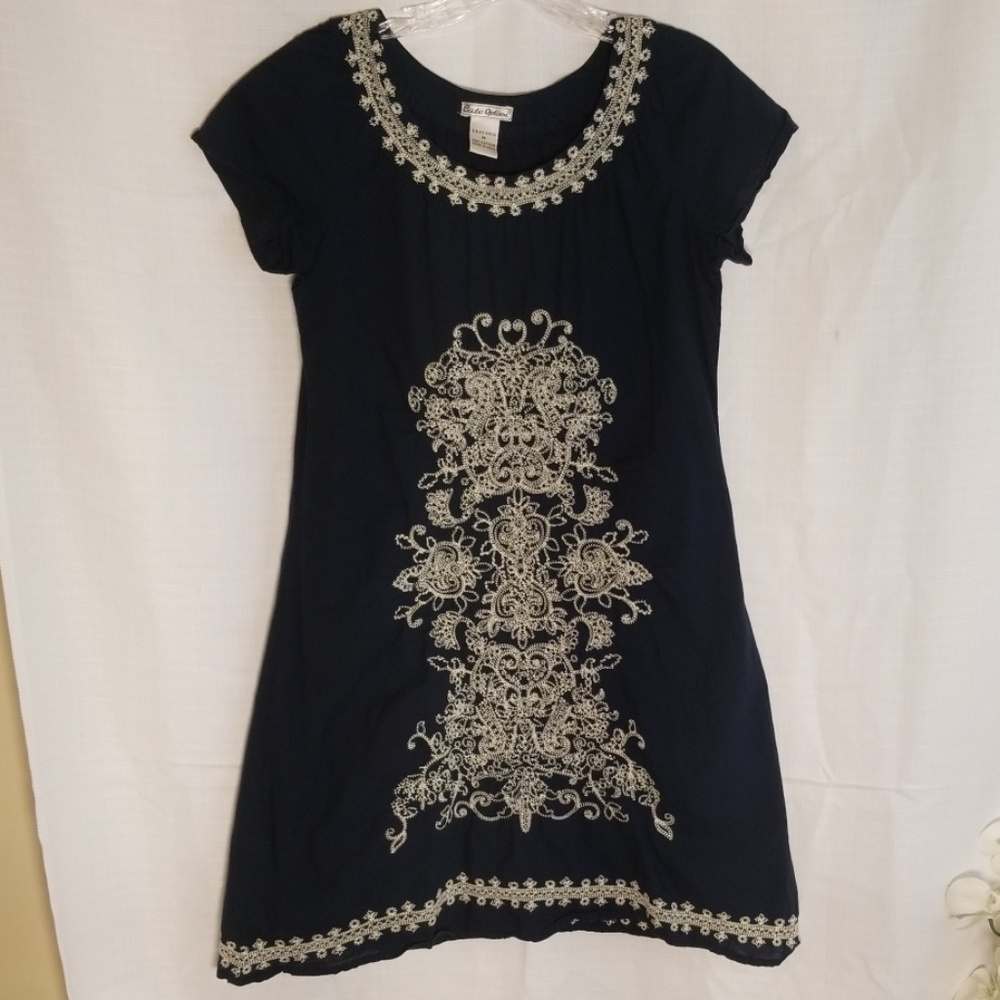 Cute options printed short sleeve dress navy blue.